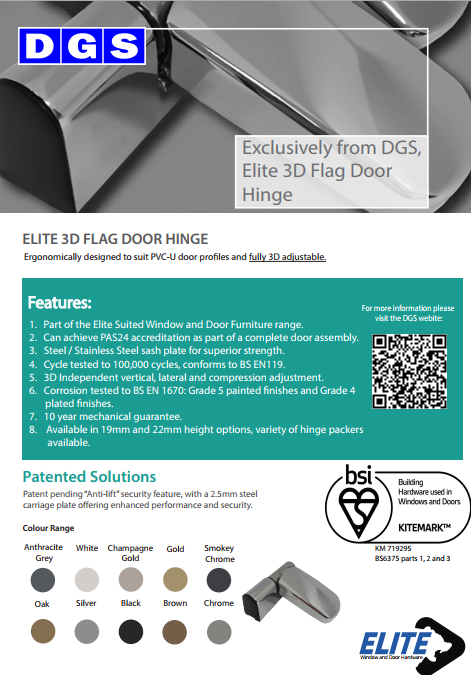 New to DGS Group Plc, check out our Brand New Elite 3D Flag hinge.
The latest addition to our Elite Suited range.

Visit our website for more information:
dgsgroup.co.uk/door/hinges/el…