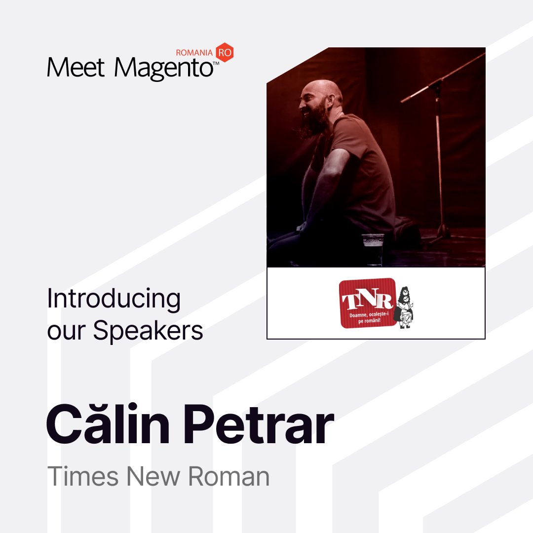 #mm23ro is almost full! 😱

Who is going to be next on the Technical Stage you are asking?  

Well, we are very excited to introduce Calin Petrar from Times New Roman, to you all!  👏 

Catch him live on 8th of May!  Book your seat now! 

Click here 👉 bit.ly/MeetMagento202…