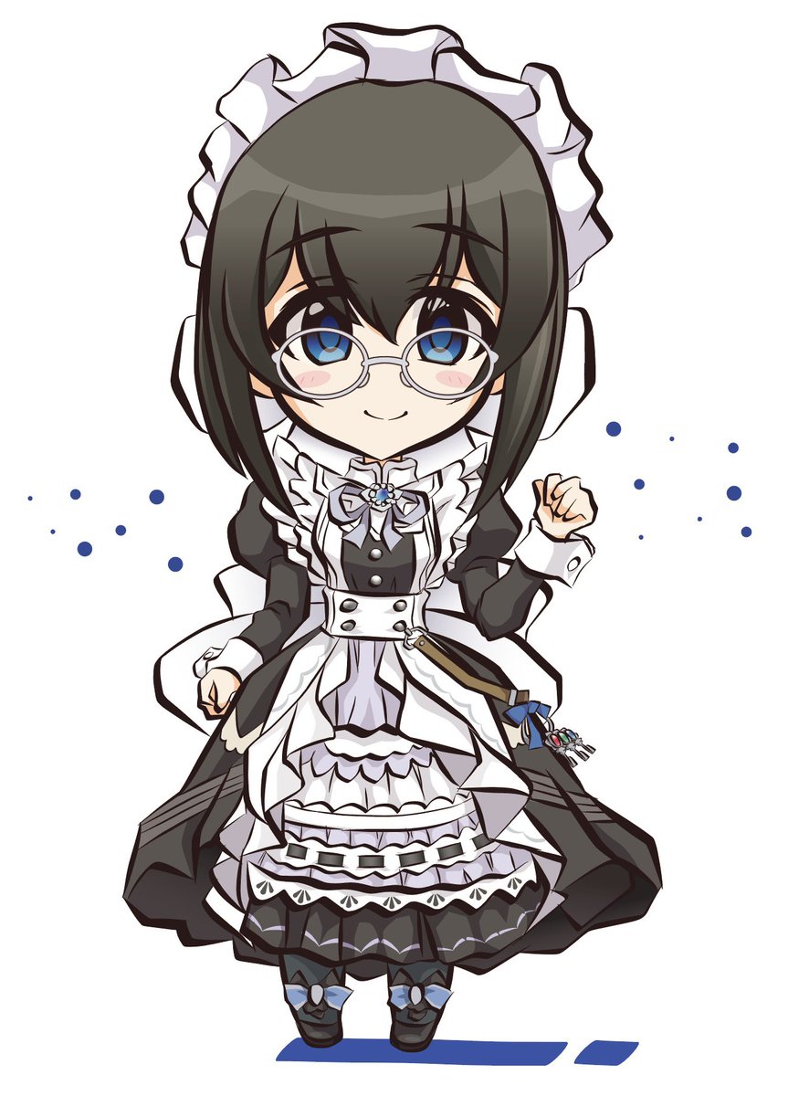sagisawa fumika 1girl maid glasses solo black hair enmaided alternate costume  illustration images