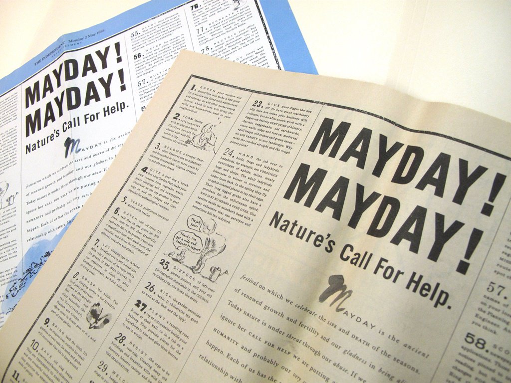 UoEHeritageColl's tweet image. In May 1988, Common Ground&apos;s poster &apos;Mayday! Mayday! Nature&apos;s Call For Help&apos; was printed in &apos;The Independent&apos; newspaper. It suggested 101 ways to &apos;begin to reverse the decline in our relationship with nature&apos;.

📷 EUL MS 416/PRO/9/2/2

#MayDay #CommonGroundArchive