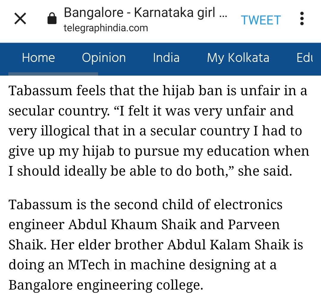 zoo_bear's tweet photo. “I felt it was very unfair and very illogical that in a secular country I had to give up my hijab to pursue my education when I should ideally be able to do both,” Tabassum Shaik said. https://t.co/0EoKbFiG3A