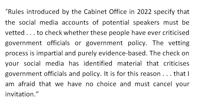 colinrtalbot's tweet photo. WHITEHALL BANNING ORDERS?
So far FOUR cases identified of bans - one of which was reversed.
Any more out there? You can DM me in confidence.
These rules are not publicly available btw and almost certainly are in breach of several codes and probably the law. https://t.co/BAacQ6C0jh