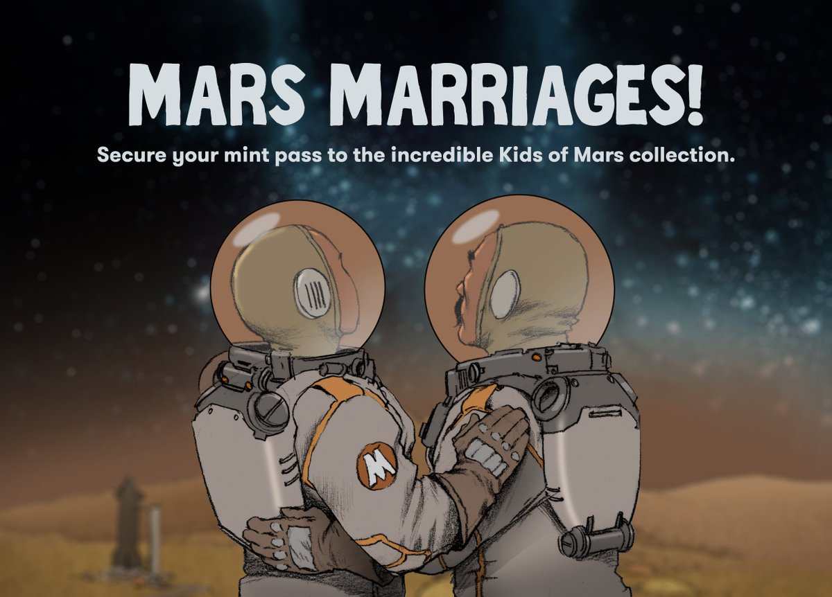 🚨 Attention Miners! 🚨 

Mark your calendars for May 3rd, as the Mars Marriages are finally here! Each wedding guarantees your spot in the exclusive Kids of Mars collection, featuring truly unique pieces.