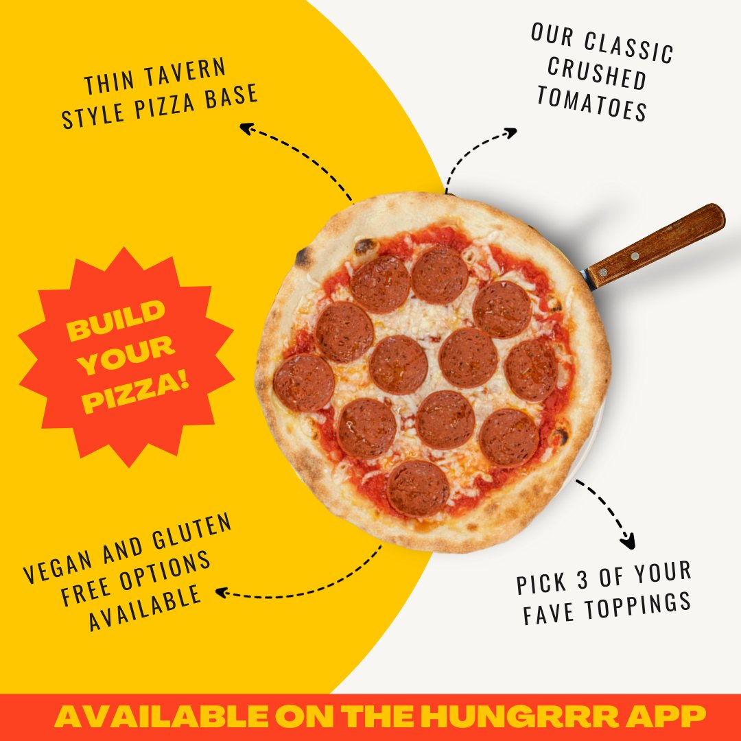 Did you know you can customise your own #pizza on our Hungrrr app? Choose up to 3 of your favourite toppings to go with our hand-made thin pizza base, topped with our classic crushed tomato sauce. 😋 #Edinburgh #EdinburghFood #EdinburghEats #FeelGoodFood #PizzaIsLife