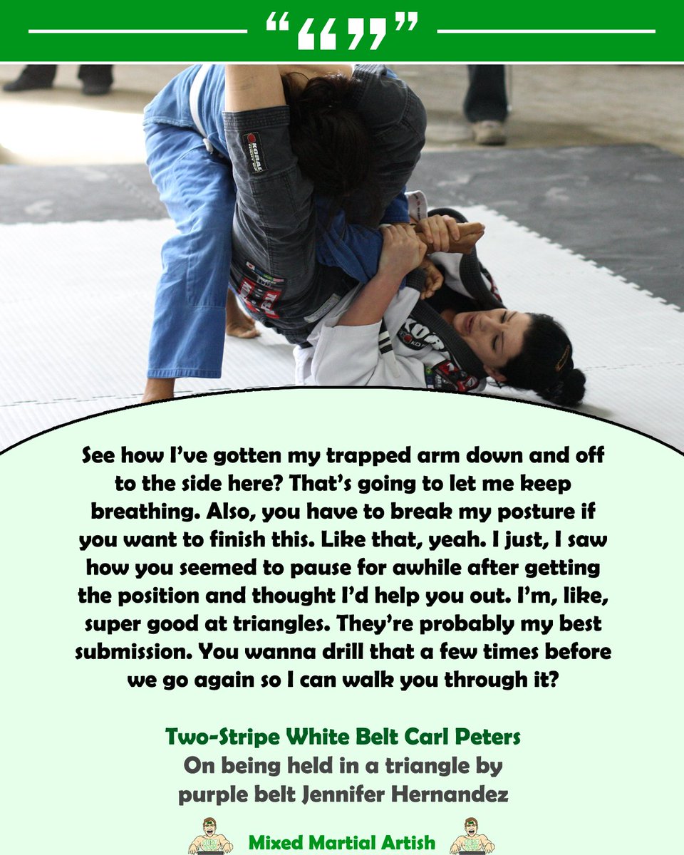 'You gotta pull the head.' #bjj #brazilianjiujitsu #whitebelt #trianglechoke #mixedmartialartish