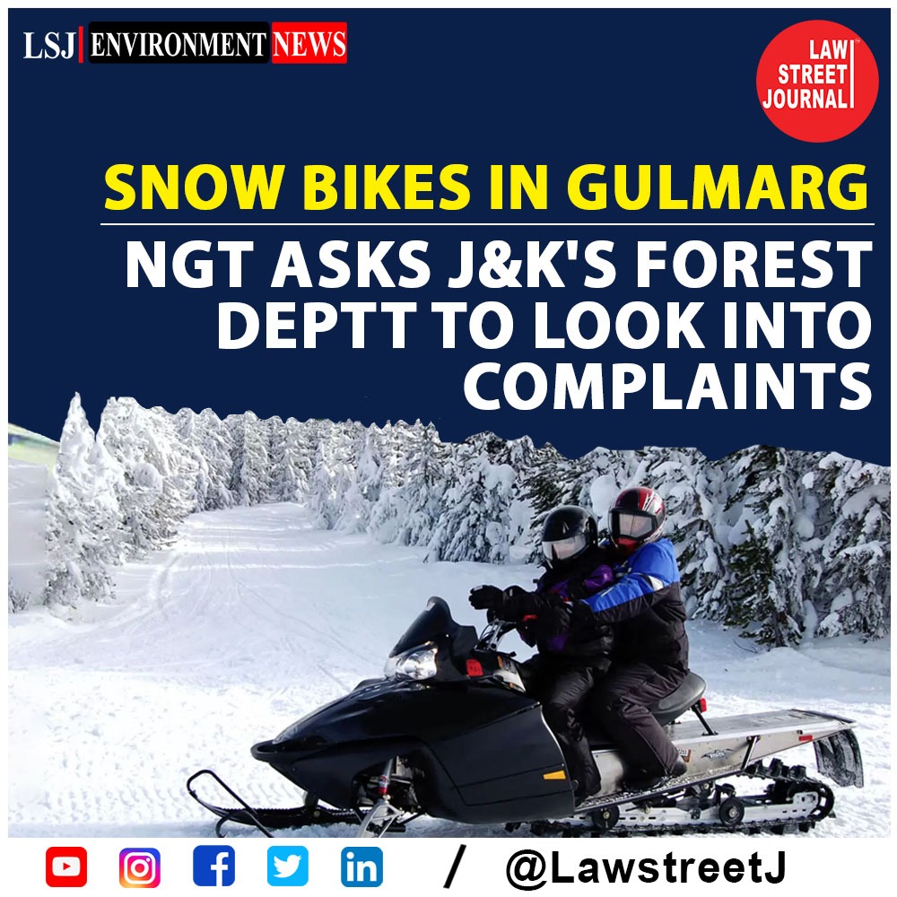 LawstreetJ's tweet photo. Snow bikes in Gulmarg Wildlife Sanctuary: The Forest and Environment Department of Jammu and Kashmir declares it illegal and an offense under the Wildlife Protection Act, 1972.
Read Full Article https://t.co/TXsvqyEjTx
#Gulmarg #SnowBikes #WildlifeProtectionAct #NGT #LawstreetJ https://t.co/2BZOOZAd5J