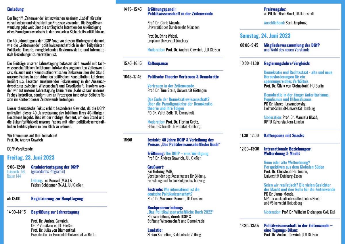 Stiftung Wissenschaft und Demokratie (@swud_org) on Twitter photo 🗓️Die #DGfP lädt am 23./24.6.2023 zur 40. Jahrestagung nach Berlin <a href="/HumboldtUni/">Humboldt-Universität zu Berlin</a> ein!🎉
Wie gewohnt mit breitem Programm zu aktuellen PoWi-Debatten + Jubiläums-Festakt mit gemeinsamer 📚🏅-Verleihung.
Anmeldung für alle Interessierten noch bis 2.5.2023 ➡️dgfp.org 🗓️Die #DGfP lädt am 23./24.6.2023 zur 40. Jahrestagung nach Berlin <a href="/HumboldtUni/">Humboldt-Universität zu Berlin</a> ein!🎉
Wie gewohnt mit breitem Programm zu aktuellen PoWi-Debatten + Jubiläums-Festakt mit gemeinsamer 📚🏅-Verleihung.
Anmeldung für alle Interessierten noch bis 2.5.2023 ➡️dgfp.org