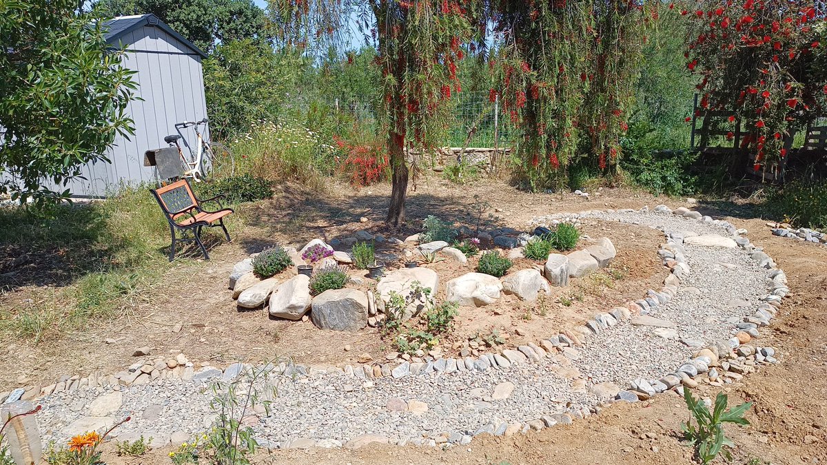 MonkCuisine's tweet photo. Had a great time creating new path and Mediterranean rockery garden in Crete for @dids60 (who came up with the design for the end of the path) and @PaulHRoberts, both 👍 labourers. Alas, returning to cold &amp; rain tomorrow. Thanks Ray for pics and help lumping big rocks around. https://t.co/qCQlFdhMSF
