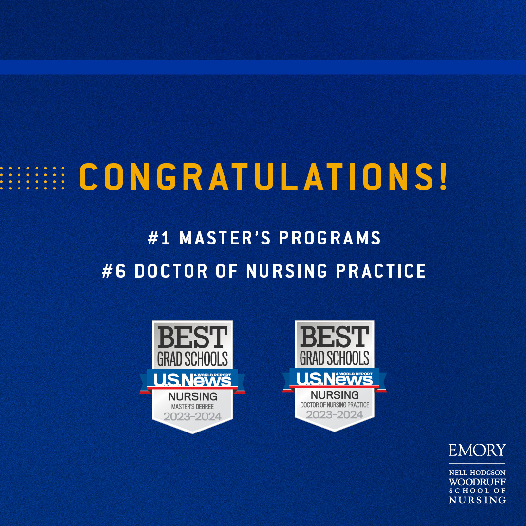 Emory Nursing (@emorynursing) on Twitter photo Emory School of Nursing is thrilled to share that <a href="/usnews/">U.S. News & World Report</a> has recognized our master's degree programs as No. 1 in the nation! Thank you to everyone for the hard work and dedication that made this possible. #EmoryNursing #BestNursingSchool #BestGradSchools Emory School of Nursing is thrilled to share that <a href="/usnews/">U.S. News & World Report</a> has recognized our master's degree programs as No. 1 in the nation! Thank you to everyone for the hard work and dedication that made this possible. #EmoryNursing #BestNursingSchool #BestGradSchools