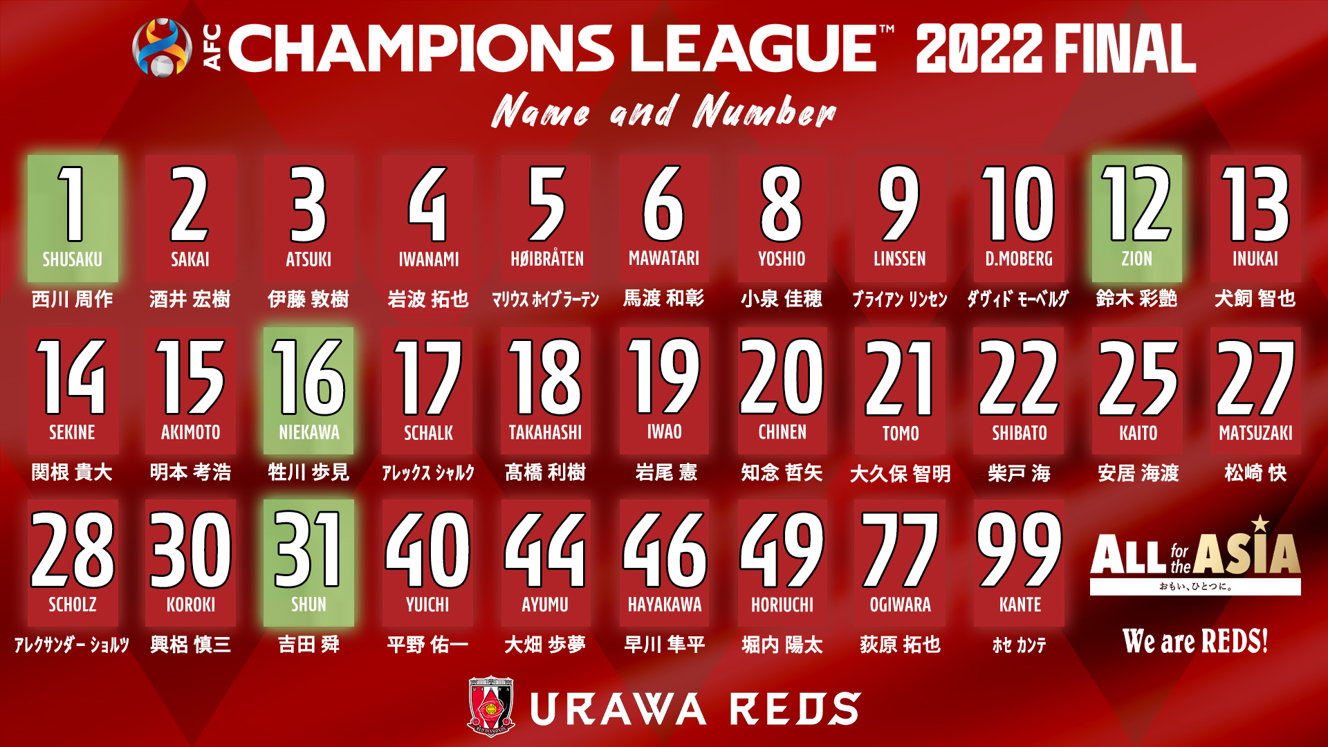 4/24(月)】「2022 ACL FINALユニフォーム」販売開始! | URAWA