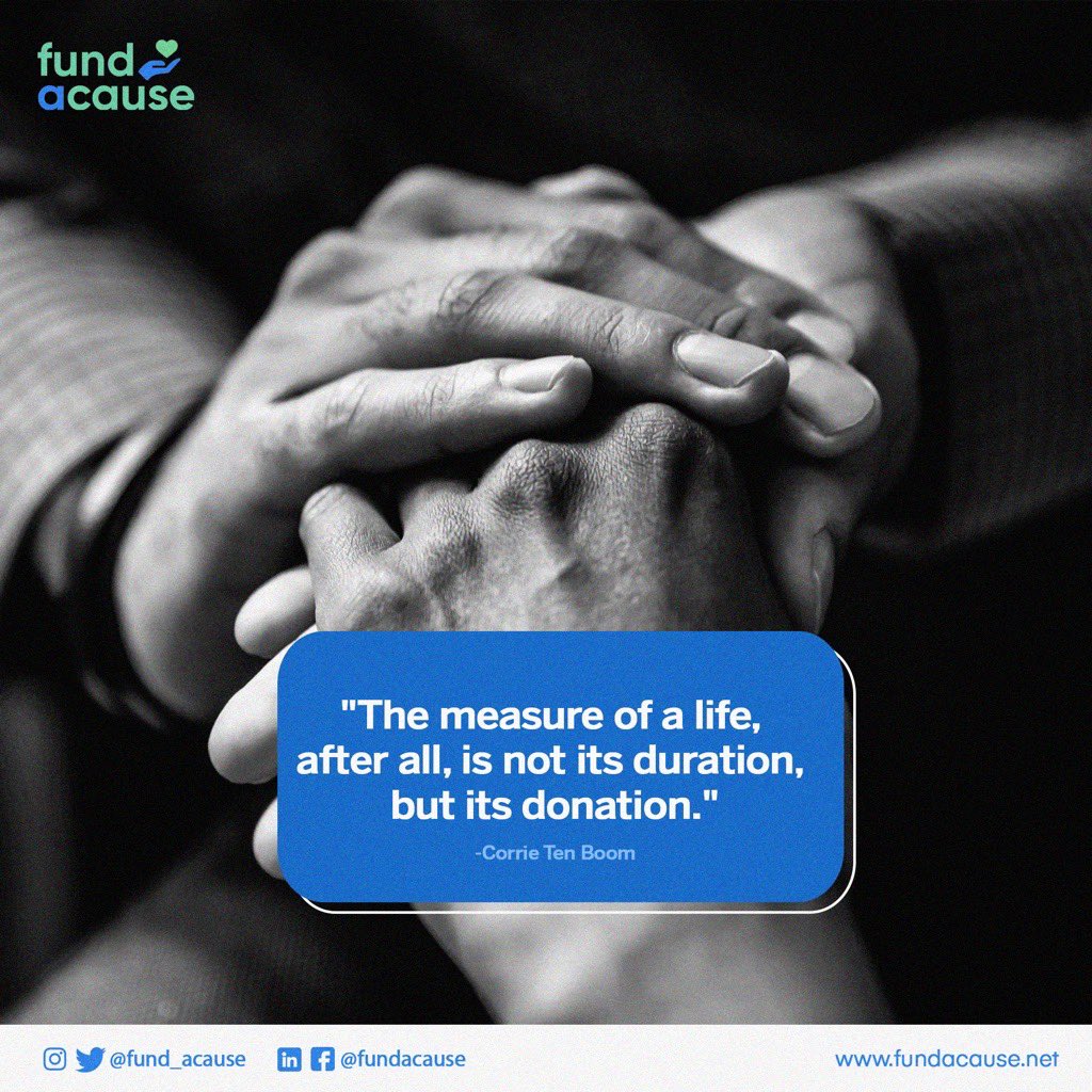Fund_aCause's tweet photo. It is in giving that we receive the greatest reward.

Let us focus on giving and making a positive impact always.

#giving #kindnesss #donation #fundraising #tuesday #tuesdaymotivation #greatestreward #makingadifference #meaningfulexistence #FundACause #FAC https://t.co/DPY5b6ZUcx