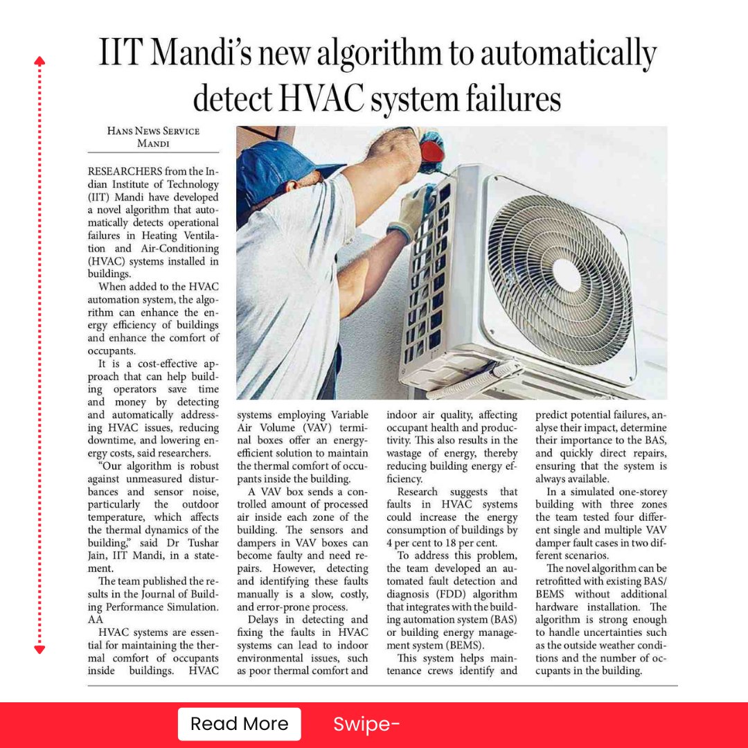 FGCTweets's tweet photo. .@iit__mandi develops algorithm which is #costeffective &amp; can help building operators save time &amp; money by detecting &amp; automatically addressing Heating Ventilation &amp; Air-Conditioning (#HVAC) issues.

Read more: https://t.co/gSu9Ug2iuq

@EconomicTimes #iitmandi #footprintcoverage https://t.co/8vDlzwT37y