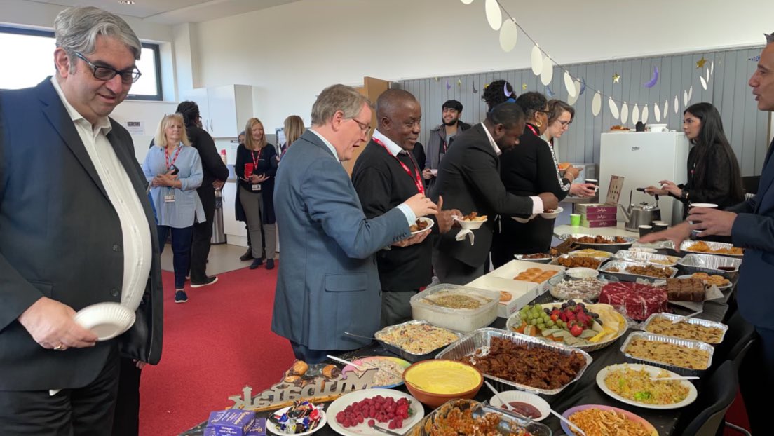 LutonSixthForm's tweet photo. As part of our college family ethos, we wanted to celebrate Eid together! 
A HUGE thank you to those staff who laid out an Eid brunch for us all to indulge in!

This really was something special.❤️

A special shout out to @Chaiikhanacafe for the pink tea 🫖- what a treat! https://t.co/bsXlBFpY2u