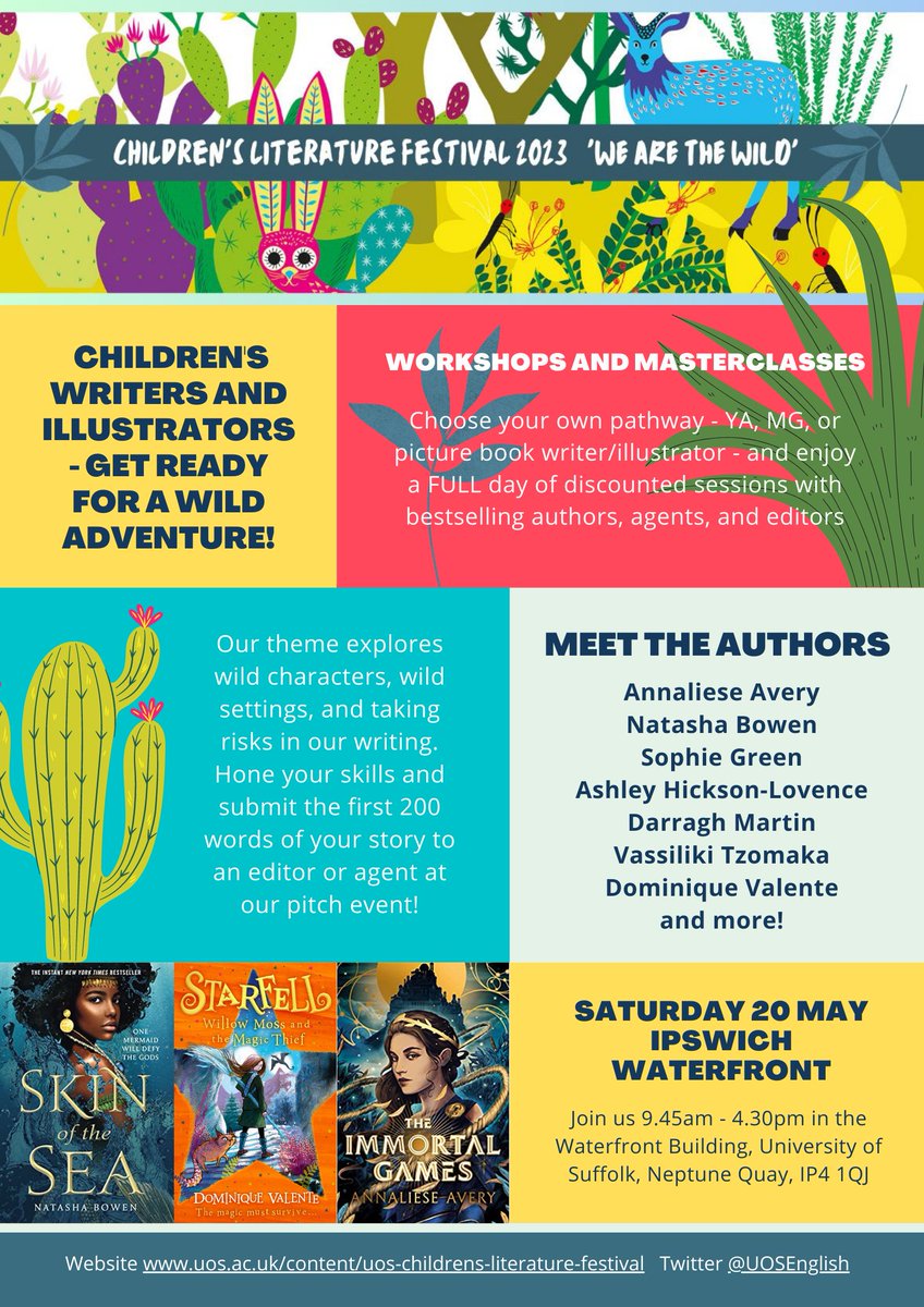 UOSEnglish's tweet photo. 📣PB/MG/YA writers, the wait is over - tickets for #SCLF2023 are NOW ON SALE!🎉

Check out our event website ➡️https://t.co/Di2Se5U7yk
Book your tickets
➡️https://t.co/eqXbemNLtk
@UniofSuffolk @PenguinUKBooks @chickenhsebooks @AnnalieseAvery @InklingPress @SCBWI_BI @gemma_cooper https://t.co/GODDDKsrm3