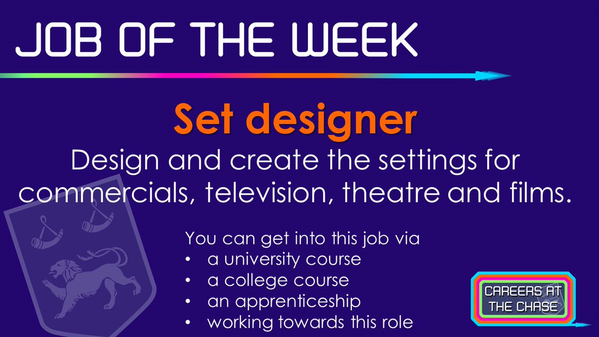 Set designer
#joboftheweek
#TheChaseCareers