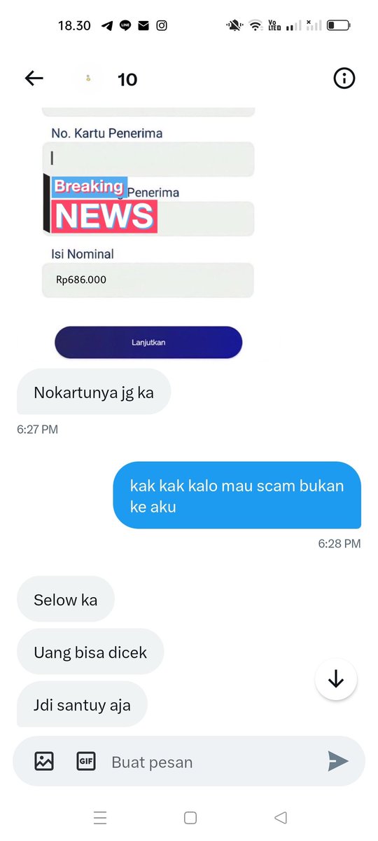 aramygr1's tweet photo. SCAMMER!!! @.tanxggal

hati hati banget pokoknya dia modusnya mau take sesuatu terus minta no tf abis itu minta no kartu
#zonauang #zonaba https://t.co/CzdON1aTWT