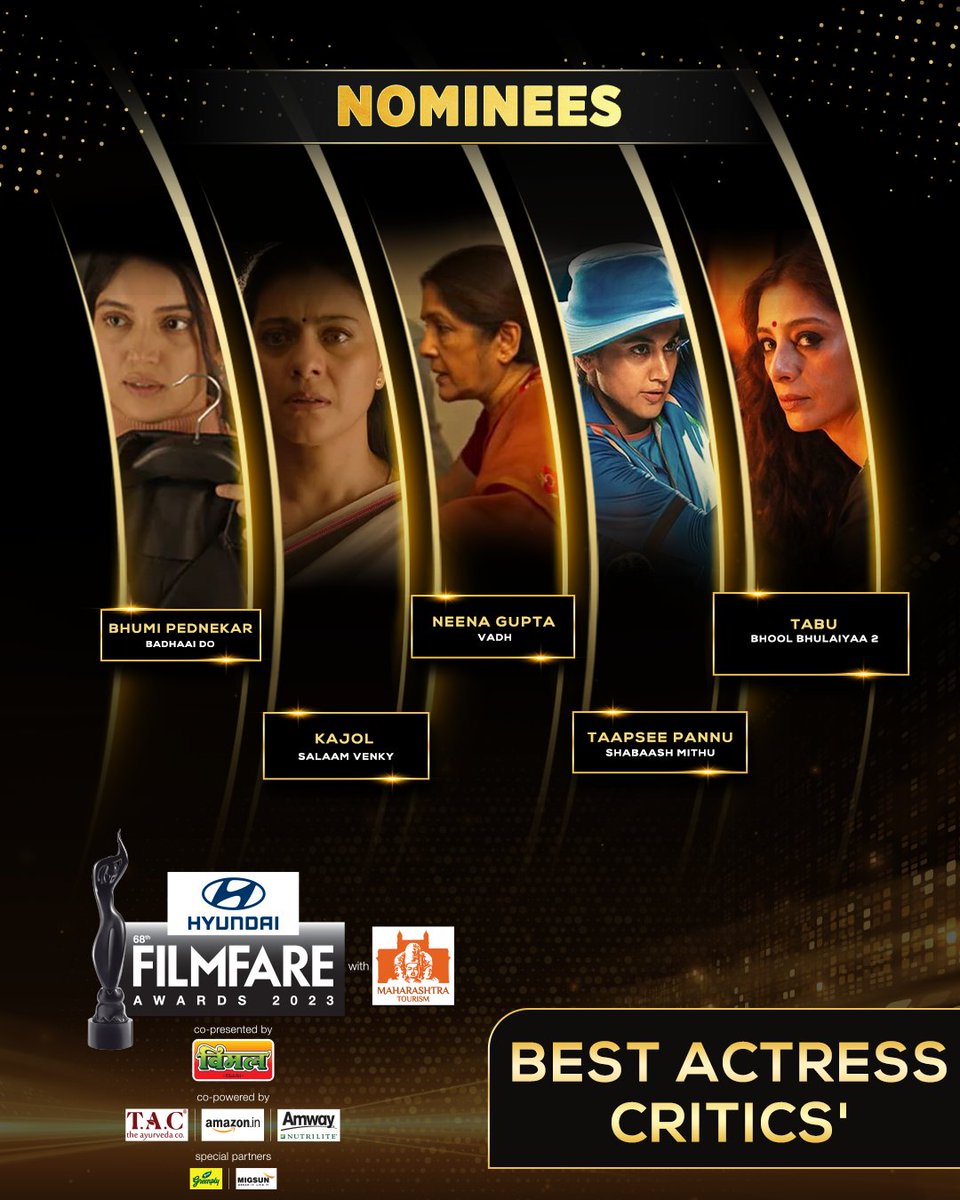 Here are the nominations for Best  Actress Critics' for the 68th #HyundaiFilmfareAwards2023 with #MahahrashtraTourism.
