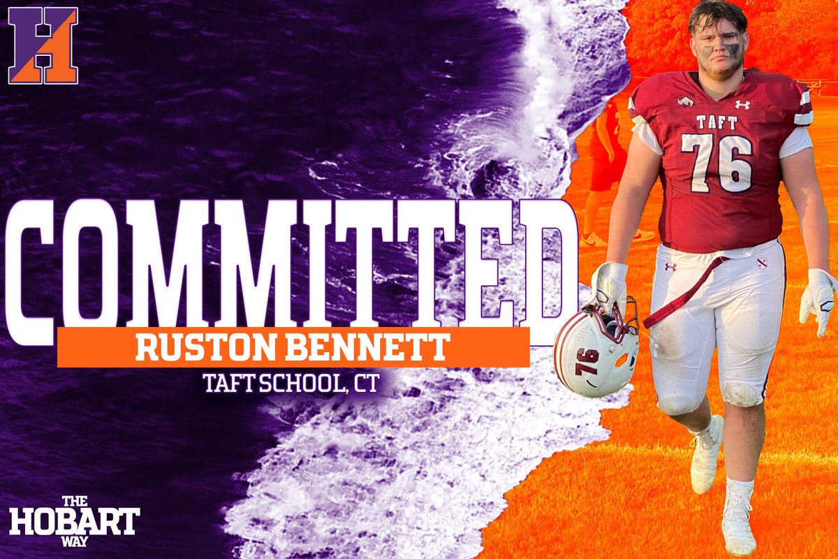 Coach_DeWall's tweet photo. Welcome to the Hobart Football Family! 

🖋 Ruston Bennett 
🎓 Taft School
🌎 Connecticut

#TheHobartWay #HigherStandard https://t.co/PHi47BJLfe