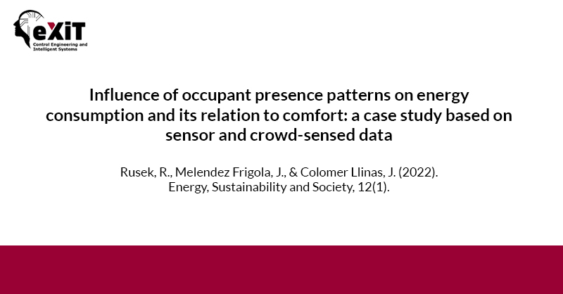 eXiT_UdG's tweet image. 📌Publication:

Influence of occupant presence patterns on energy consumption and its relation to comfort: a case study based on sensor and crowd-sensed data.  

👤Robert Rusek, Joaquim Melendez, Joan Colomer

doi.org/10.1186/s13705…

#energyefficiency #crowdsensing