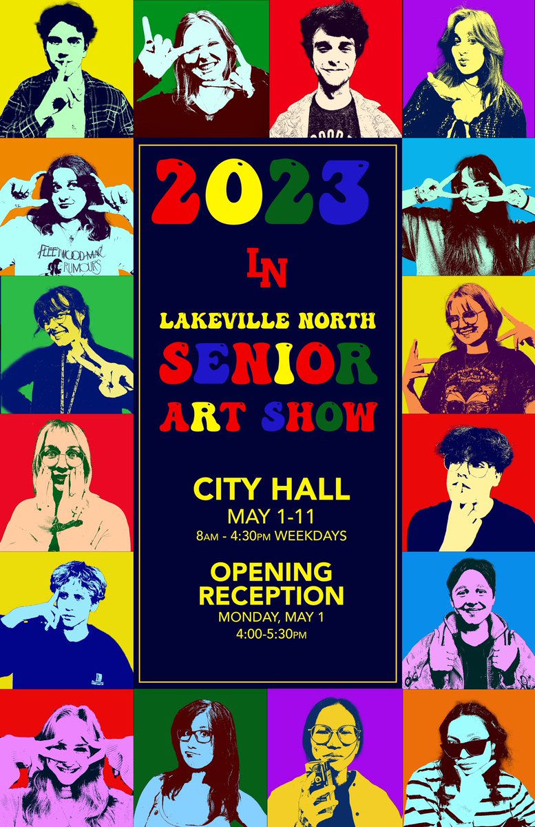 ln_visual's tweet image. The 2023 LNHS Senior Art Show starts next week at City Hall. Opening Reception will be Monday, May 1st from 4-5:30. Hope you can attend!