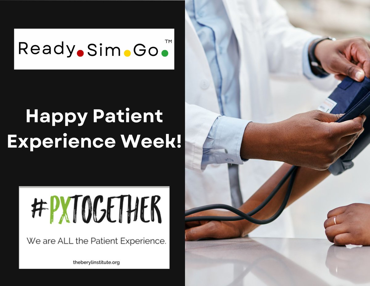 Ready_Sim_Go's tweet photo. @Ready_Sim_Go is proud to stand with the @BerylInstitute in celebrating Patient Experience Week. Simulation is an important component of patient experience in providing a safe learning environment that helps improve patient safety and patient care. Hats off to all... https://t.co/yHbuh8aS47