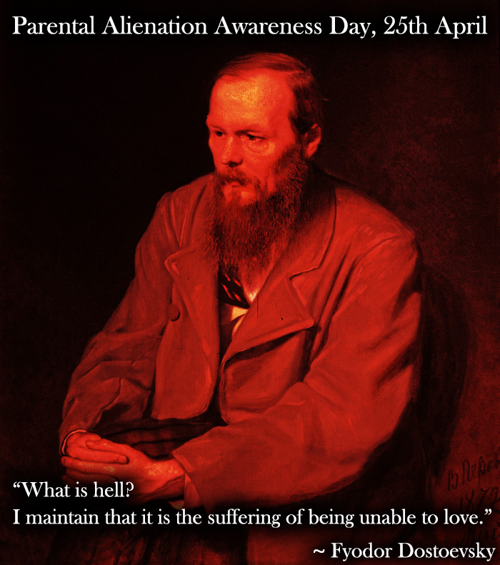 MrStephenTee's tweet photo. If there is one quote that encompasses #ParentalAlienation "What is hell?" "I maintain that it is the suffering of being unable to love." β Fyodor Dostoevsky #ParentalAlienationAwarenessDay #ControllingAndCoerciveBehaviour #MeTooπ· #MenToo #ChildAbuse https://t.co/BjqEQvTUsG