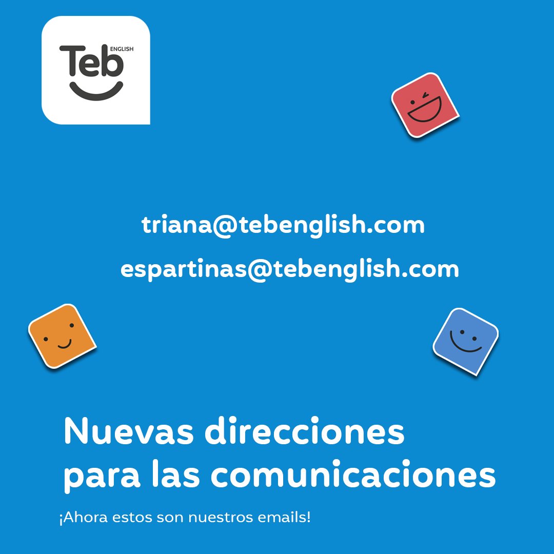 tebenglish_'s tweet photo. Si necesitas comunicarte con nosotros/as por email estas son nuestras nuevas direcciones.

#espartinas #triana #tebenglish https://t.co/xIbGoOD1lC