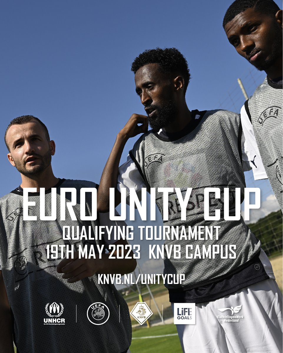 Doe in juni mee met de EURO UNITY Cup in Frankfurt: het EK voor vluchtelingen 🏆. Kwalificeer je voor dit unieke Oranje-team 🦁 op 19 mei in Zeist Meld je nu aan via knvb.nl/aanmelden-unit… #oranje, #withrefugees, #respect, #kwalificatie, #eenheidenplezier, #unityandfun