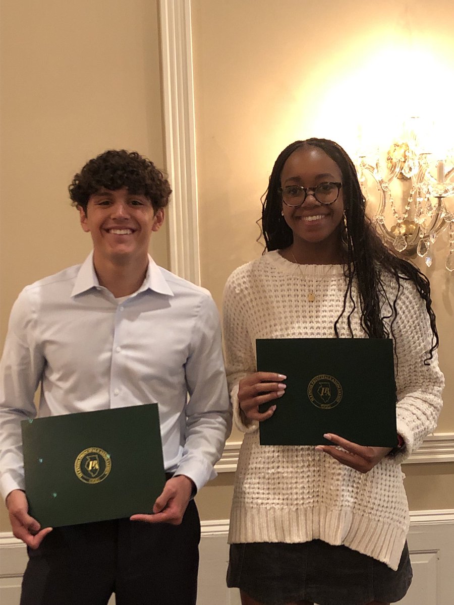 NNHSposey's tweet photo. Proud to recognize NNHS’ Alex Barger and Layla Henderson at ⁦@ilprincipals⁩ recognition breakfast.  Outstanding Huskies!! https://t.co/pjQneVUiH8