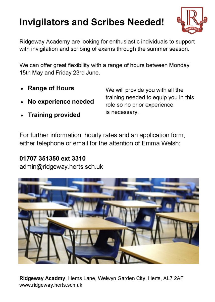 Exam invigilators and scribes needed! 👍
