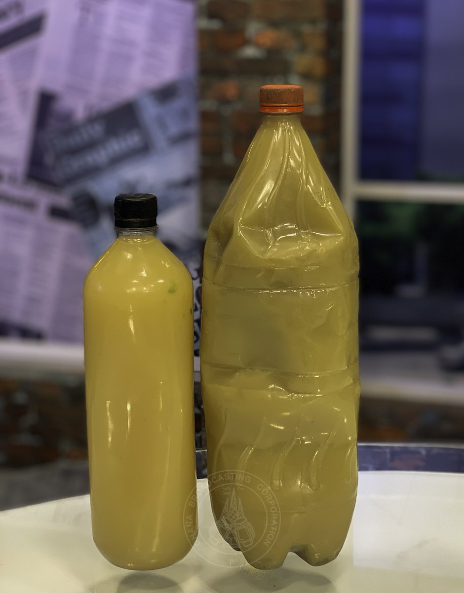 River Pra in bottles 7 months apart.

September 2022 on the left 
April 2023 on the right! 

#StopGalamseyNow