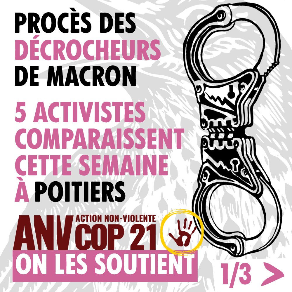 XRPoitiers's tweet photo. Les 5 militant.e.s d'ANV Poitiers seront entendu.e.s vendredi matin au tribunal judiciaire. 

Pour les soutenir :
- RDV à la soirée ANV jeudi à 18h30 à l’Envers du bocal (16 rue de la Regratterie à Poitiers).

(1/2) https://t.co/YfHboY9Izf