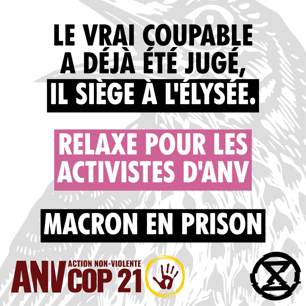 XRPoitiers's tweet photo. - audiences à partir de 9h
- conférence de presse à 12h puis pique-nique 

🙏  Si tu peux aider financièrement pour leurs frais de justice, rend toi  sur la cagnotte ici :  https://t.co/IDYCJLcaCC

Macron nous fait la guerre, mais on reste déter ✊
@AnvCop21_Poit https://t.co/tOfBNML9aI
