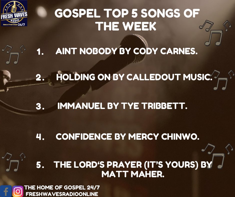 Freshwaves247's tweet photo. Our Top 5 songs this week
#radio https://t.co/xrRwUsMFYD