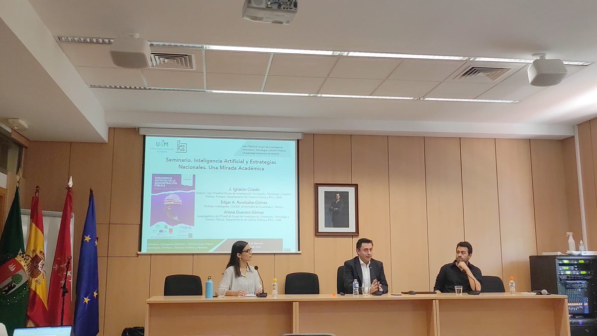 IT_GesPub's tweet photo. 🏁Cerramos la jornada con el #seminario sobre #InteligenciaArtificial 🧠🤖 estrategias nacionales de #IA bajo una mirada académica.

👥 Participan:
@EDGAR_RUVALCABA @Madrid_IAS @ArianaGuevaraG &amp; @jicriado @IT_GesPub 🌟 https://t.co/RgrdGUFC2W