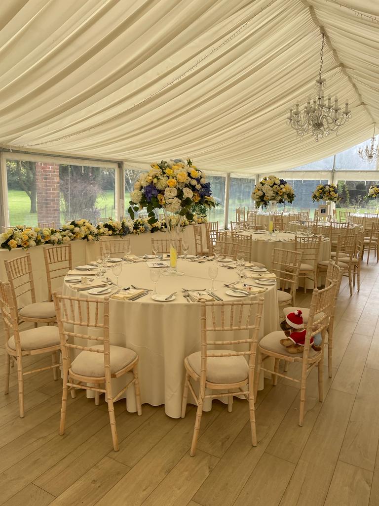 Hutton_Hall's tweet photo. Spring is in the air! Last week's beautiful spring wedding. The panoramic sides of the marquee can be raised creating an impression you and your 
guests are sitting in the garden too. Beautiful Silk 
Flowers by Fancy Faux Silk Flowers.  #huttonhall #wedding  #bridetobe https://t.co/9Ifm0F1y50