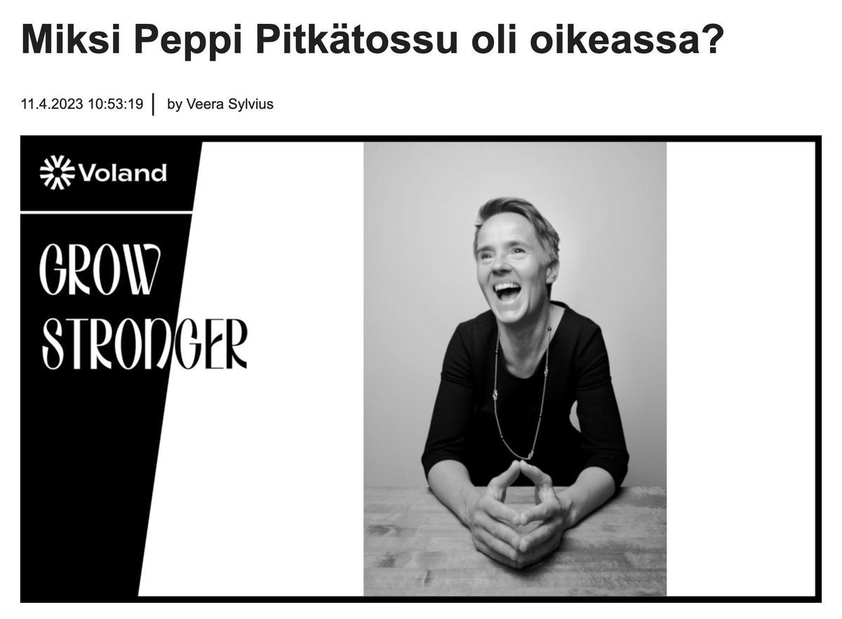 Peppi Pitkätossu on oivallinen roolimalli monelle alalle.  Klassikkohahmo liittyy myös pääomasijoittamiseen monellakin tavalla, avaa Veera Sylvius (@veerasylvius) tuoreessa blogissamme: voland.fi/fi/blog/miksi-… #pääomasijoittaminen #monimuotoisuus #diversiteetti