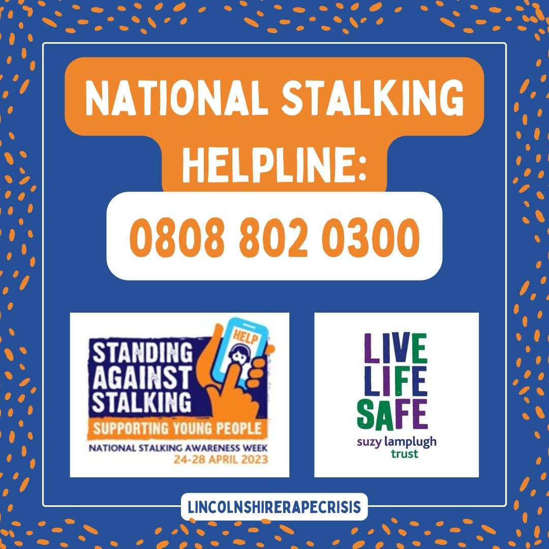 This week is National Stalking Awareness week.

Opening Hours:
Mondays- 09:30 - 16:00
Tuesdays- 09:30 - 16:00
Wednesdays- 09:30 - 20:00
Thursday-09:30 - 16:00  
Fridays- 09:30 - 16:00