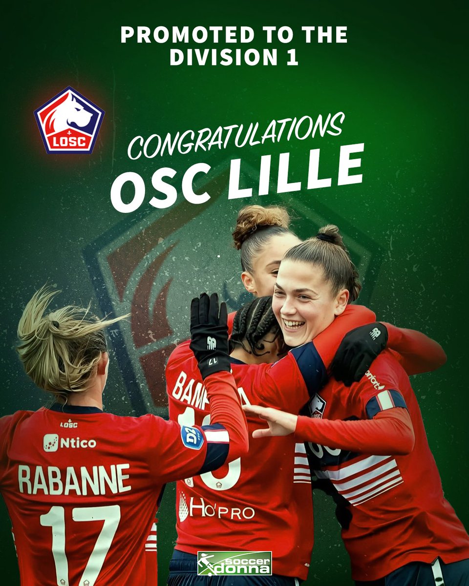 soccerdonna's tweet photo. OSC Lille have been promoted to Division 1 🇫🇷 ahead of schedule. Congratulations on the promotion. 👏
#OSCLille #D1Arkema #Division1 https://t.co/qu9JgHhsNC