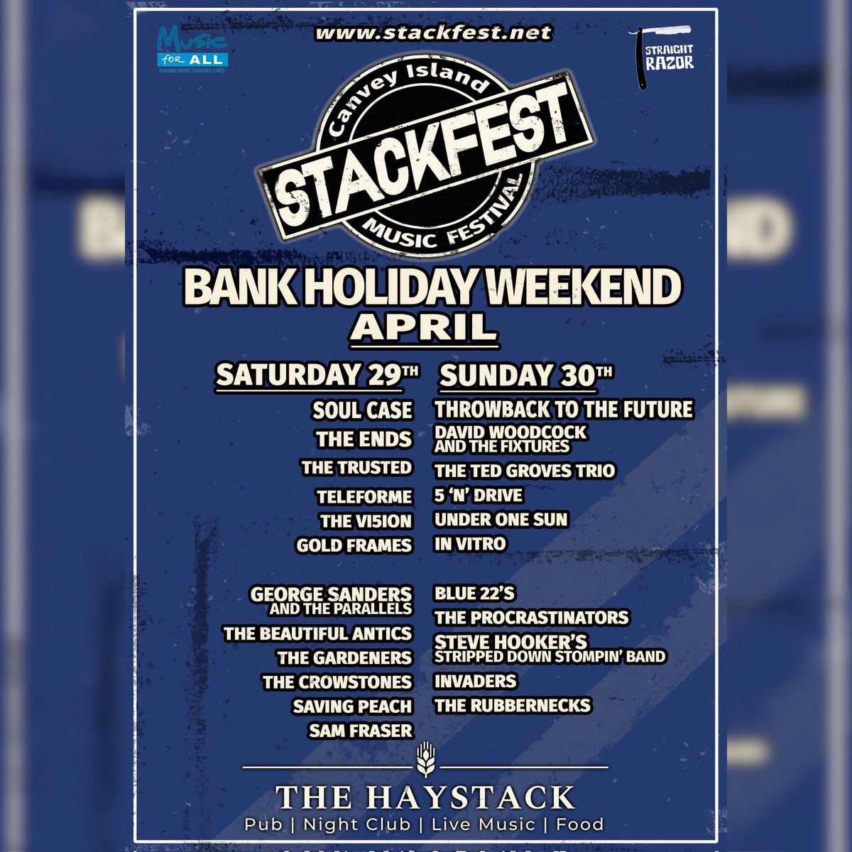SavingPeachBand's tweet photo. We'll be playing at StackFest along with all these other amazing bands this weekend!
Come and enjoy a FREE festival in Canvey Island and support your local music scene!
#Essex #Canvey #canveyisland #haystack #stackfest #festival #freemusic #livemusic #Basildon #Southend https://t.co/V01LUbrML9