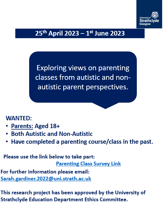 Are you a parent who has taken part in any parenting classes? Please consider sharing your views on these by taking part in my Masters Dissertation survey. Interested please use the link: hass.eu.qualtrics.com/jfe/form/SV_39… Thank you #actuallyautistic #parenting #mastersdissertation