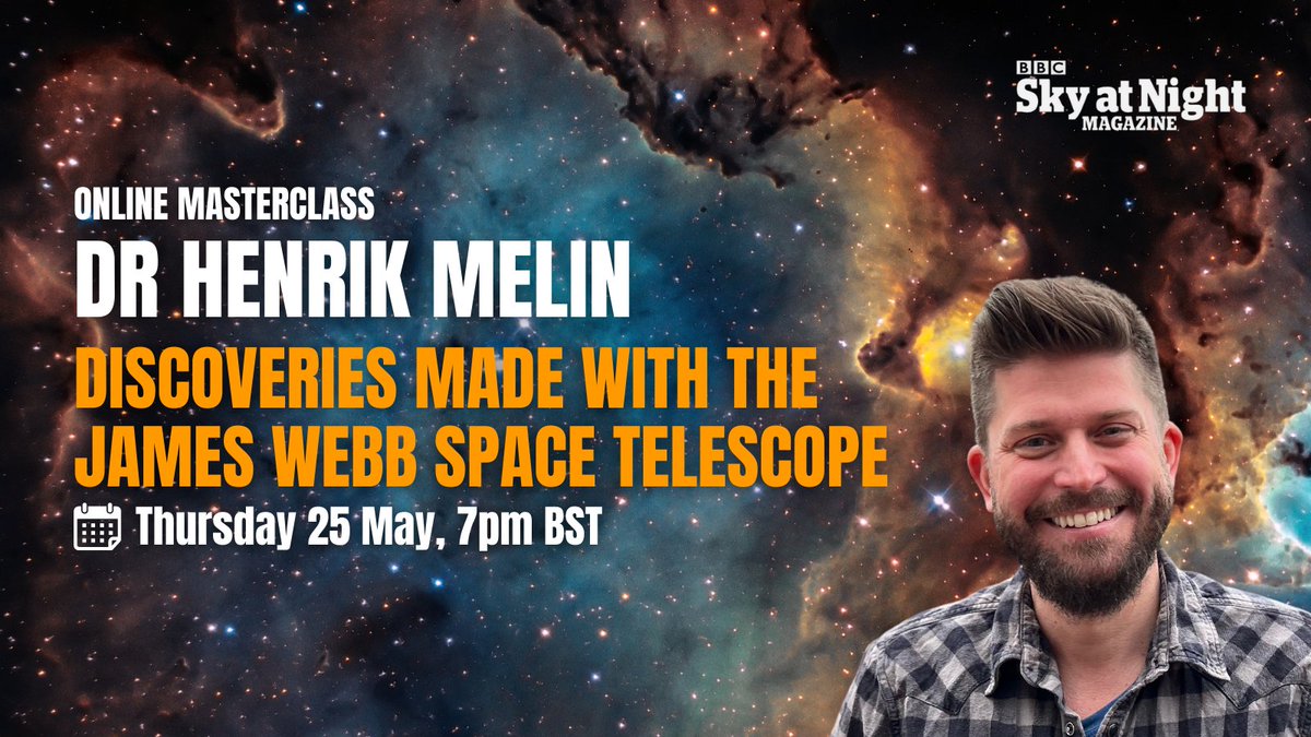 This Thursday: University of Leicester astronomer Dr Henrik Melin's Masterclass on the JWST's first year of discoveries 🔭 Join us live bit.ly/JWST3TW 🎤 @hmelin_