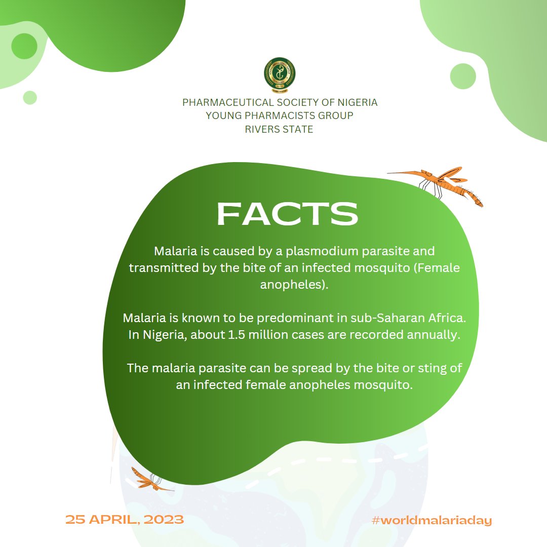 psnypg_rivers's tweet photo. WORLD MALARIA DAY 2023
World Malaria Day is celebrated annually on the 25th of April. This year, the theme is: “Time to deliver zero malaria: invest, innovate, implement”.
#worldmalariaday #who #pharmacist #healthcontent #psnypgrivers #fip #psn https://t.co/c25h0AYghI
