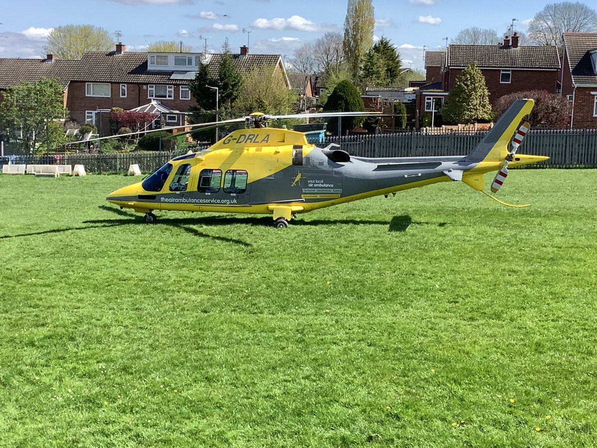 Mrs_CGrainger's tweet photo. Very excited to see the Air Ambulance land on our school field this morning. @MapleTreeLW @LadywoodKH @embarkfed @AirAmbulancesUK https://t.co/6JWjEJ6u5W