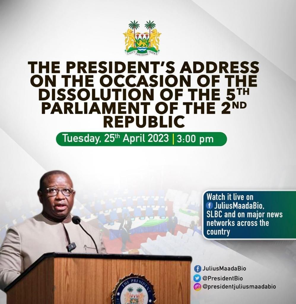 salonechronicle's tweet photo. This should be an interesting watch. We await the lies and gaslighting and false promises. Hopefully, this is the last of these speeches by @PresidentBio that we have to endure. #SaloneTwitter #VoteThemOut #PaopaMustGo https://t.co/NUsdz0RlCx