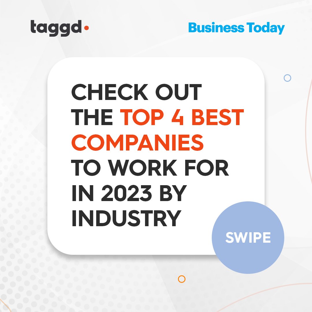_taggd's tweet image. The #BestCompaniesToWorkFor2023 list is out now! Unlock the secrets of top performing companies industry-wise and learn what makes them one of India&apos;s best workplaces. Download your copy here: bit.ly/3mArjW2

#bestcompaniestoworkfor #workplace #jobsinindia #hiring #India