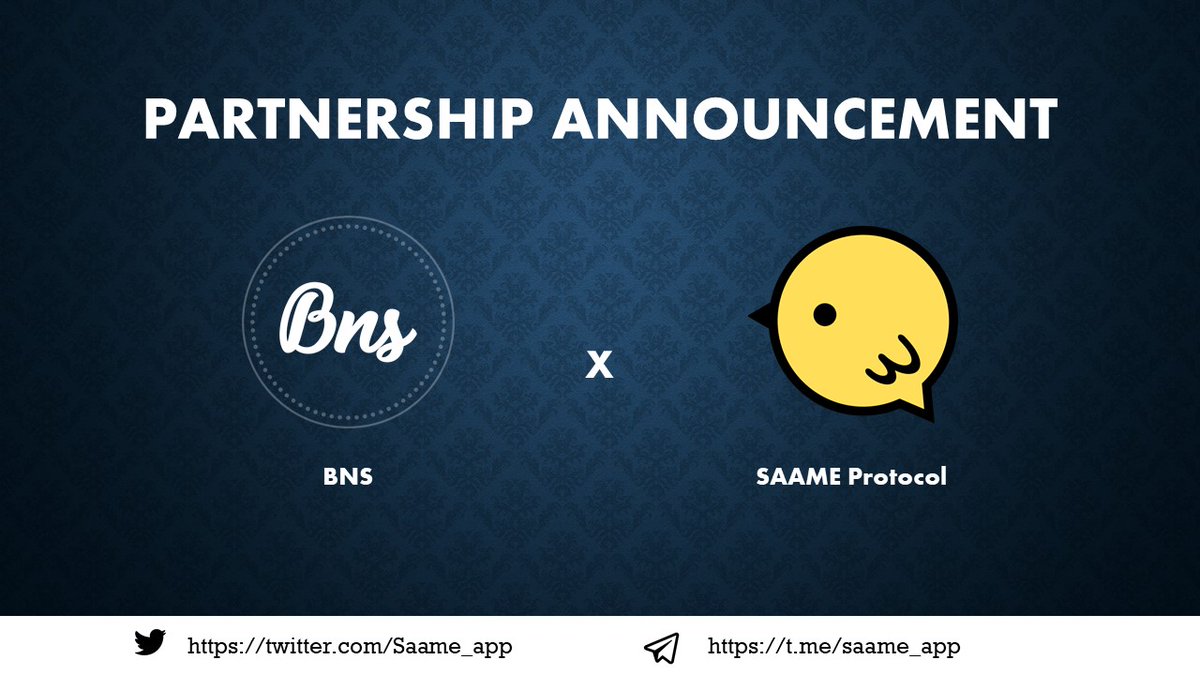 SAAME (@saame_app) on Twitter photo 🚀We are thrilled to announce our #partnership with
BNS <a href="/bnsbtc/">BNS - Bitcoin Network System | .BTC</a> which is a #BTC Name Service powered by Rings Network
💪Let's build together
👇Join us
app.questn.com/quest/76511089…
#Airdrop 800 $SEXP & 5 NFTPass whitelist
#BNSBTC #Saame 🚀We are thrilled to announce our #partnership with
BNS <a href="/bnsbtc/">BNS - Bitcoin Network System | .BTC</a> which is a #BTC Name Service powered by Rings Network
💪Let's build together
👇Join us
app.questn.com/quest/76511089…
#Airdrop 800 $SEXP & 5 NFTPass whitelist
#BNSBTC #Saame