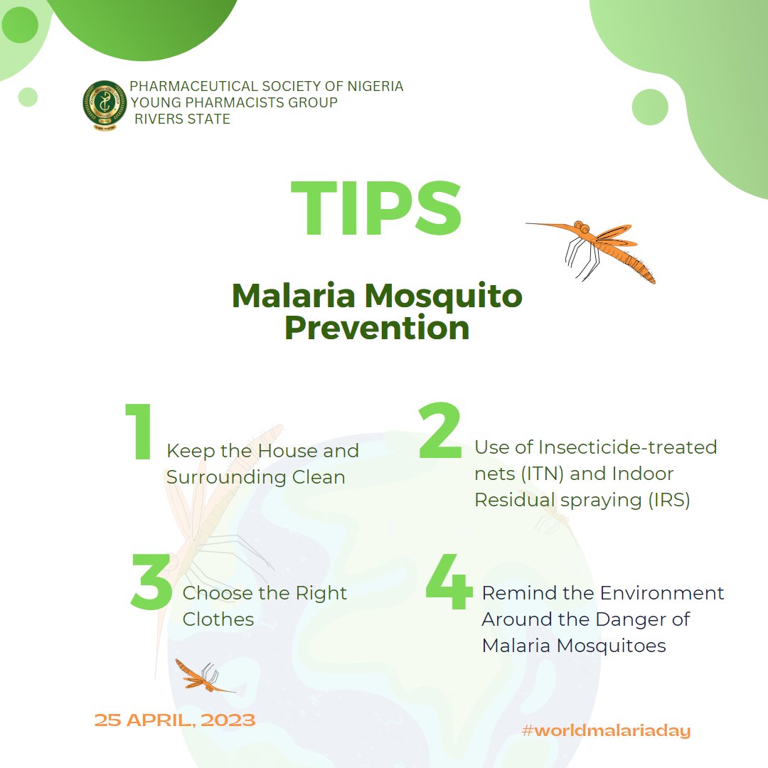 psnypg_rivers's tweet photo. WORLD MALARIA DAY 2023
World Malaria Day is celebrated annually on the 25th of April. This year, the theme is: “Time to deliver zero malaria: invest, innovate, implement”.
#worldmalariaday #who #pharmacist #healthcontent #psnypgrivers #fip #psn https://t.co/c25h0AYghI