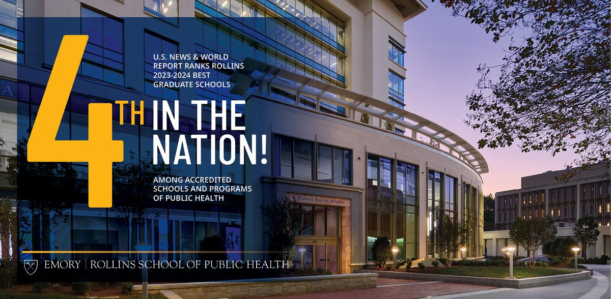 Rollins Ranked No. 4 in the nation! For the third year in a row, the Rollins School of Public Health is ranked the No. 4 public health school in the nation by U.S. News &amp; World Report in its 2024 edition of Best Graduate Schools.

Learn more: sph.emory.edu/news/news-rele…