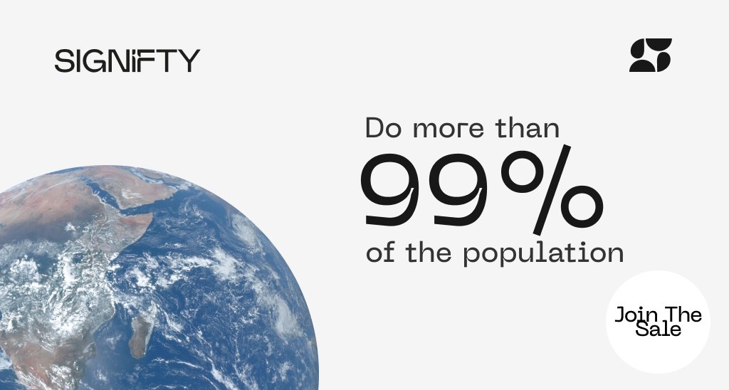 🧐 Want to be a part of something huge?

👀 Want to help the planet but don't know how?

You can do that with the help of our platform!

1. Go to the site
2. Choose a mission
3. Buy NFTs

Congratulations, you’ve done more than 99% of the population.

🔗 beta.signifty.me